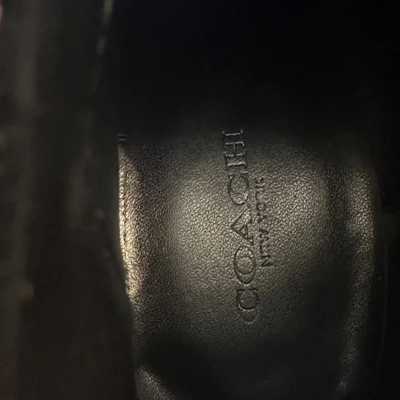 Coach Womens Hewes Safari Leather Almond Toe Ankle buckle black Booties 7 - Picture 9 of 9